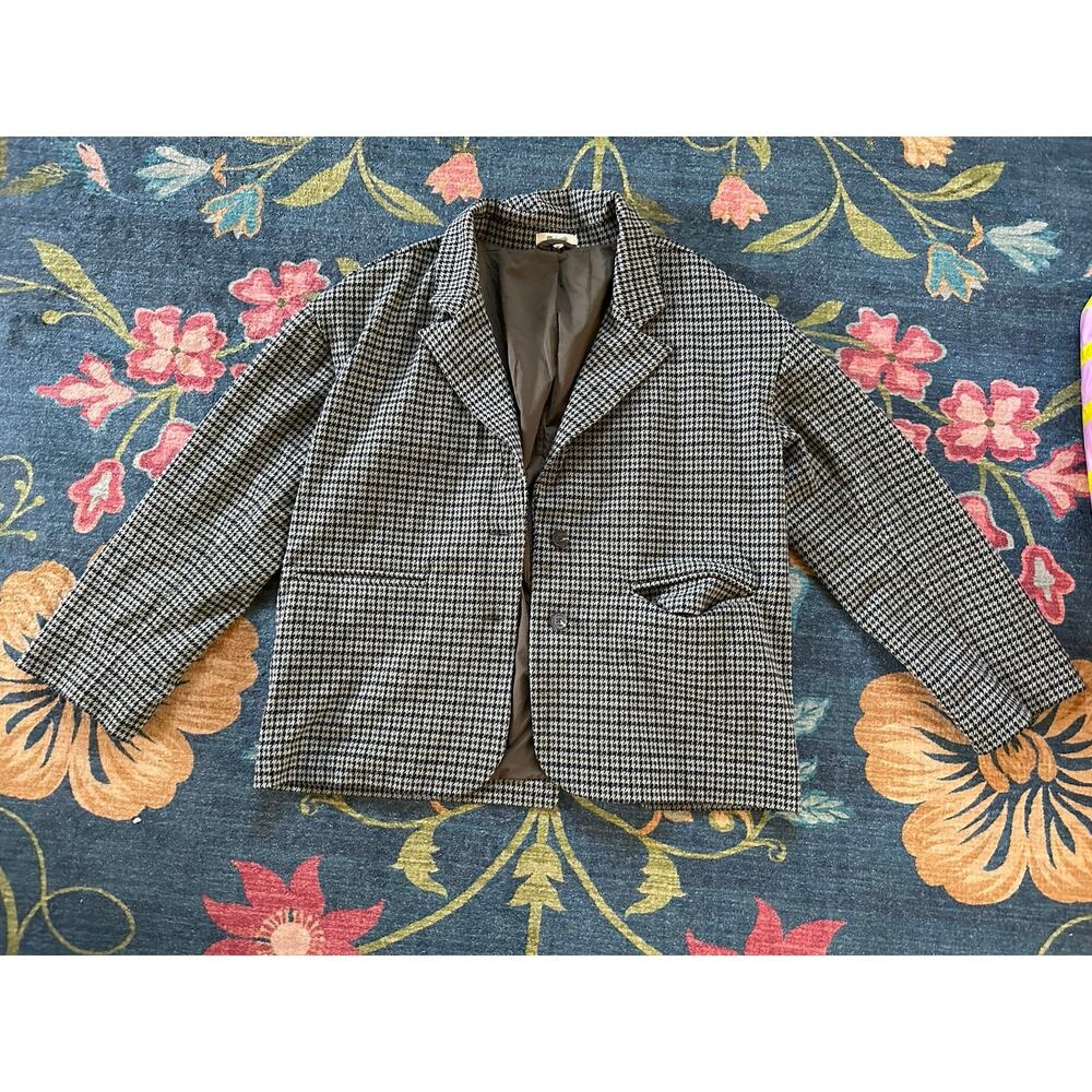Madewell Oversized Houndstooth Knit Blazer Size Large - Picture 5 of 10